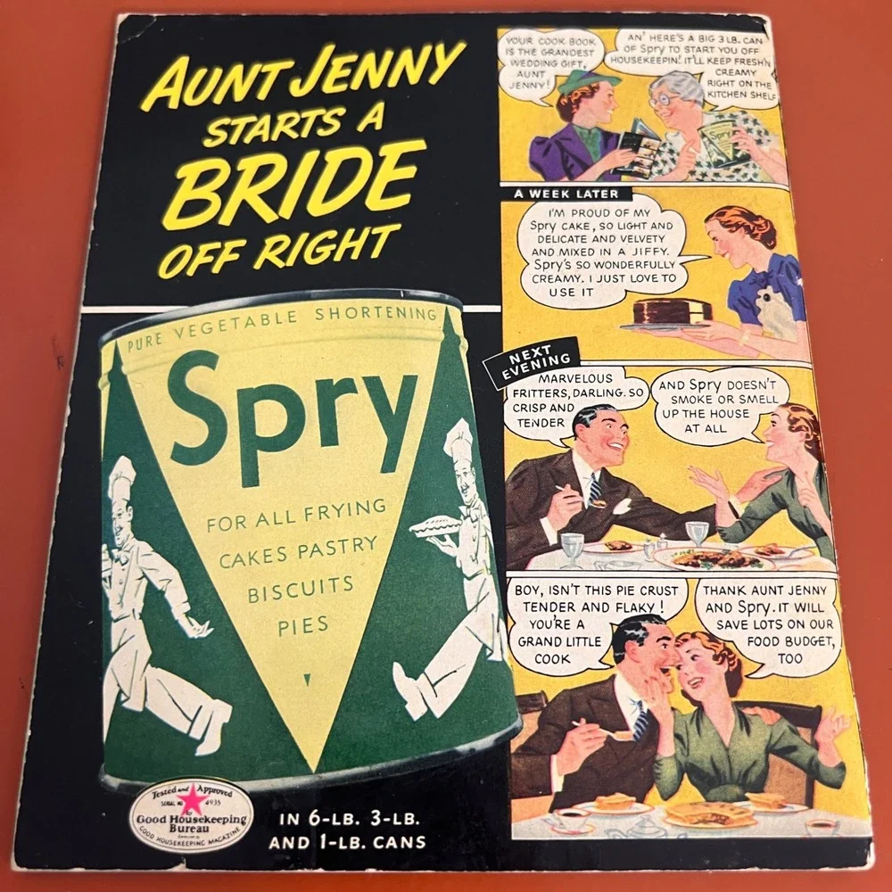Vintage Aunt Jenny's Favorite Recipes Spry Shortening Cookbook Mid-Century 1950s